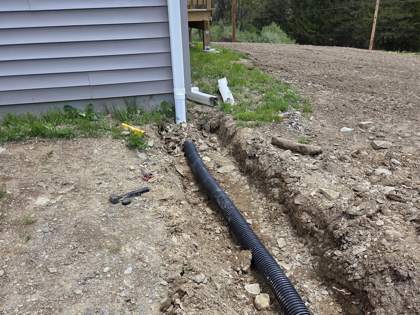 Downspout tied into underground drain pipe in Sussex County, NJ